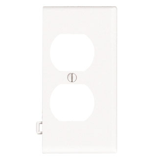 1-Gang Duplex Outlet/Receptacle Wallplate, Sectional, Thermoplastic Nylon, White