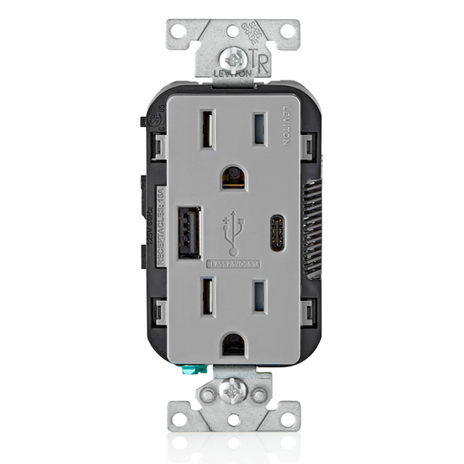 Product image for LEV T5633-GY DECORA TYPE AC USB 15A
