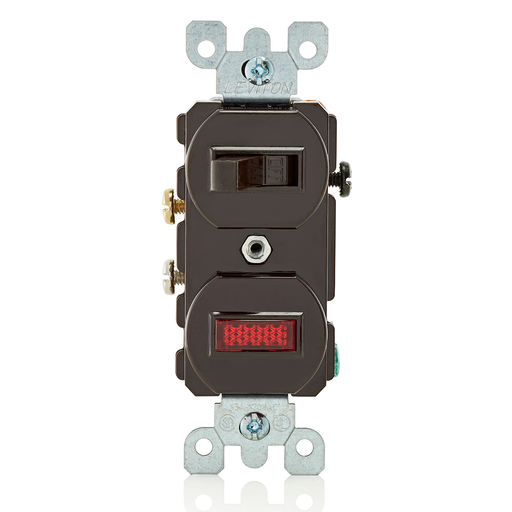 Product image for Leviton 5226 120/277 VAC 15 Amp Brown Thermoplastic Non-Grounding Duplex Combination Switch