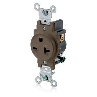 Product image for Leviton 5821 250 Volt 20 Amp 2-Pole 3-Wire NEMA 6-20R 2 Hp Brown Nylon Narrow Straight Blade Receptacle