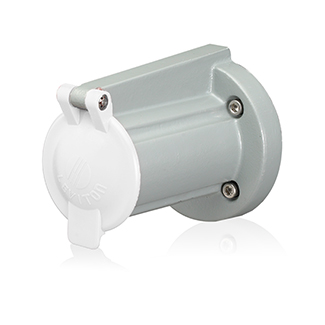 RECEPTACLE COVER WITH SNAP BACK LID FOR 17, 19, 22R22, 22R23 SERIES 90 DEGREE PANEL RECEPTACLES. NEMA 3R RATED. WHITE