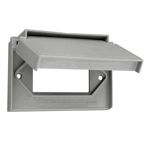 Product image for Leviton 4996-GY 1-Gang Gray Thermoplastic Nylon Horizontal Device Mount Self Closing Lid Decorator GFCI Weatherproof Box Cover
