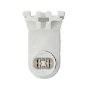 Mayer-DDS-Fluorescent lampholder, pedestal base, high output,	660W-600V, recessed contact, plunger end, COF white, with 	20GA side grooves.  Push-in wiring. Mounting screws and nuts pkd. bulk in bags. Packaged 200/Leviton carton bulk-1