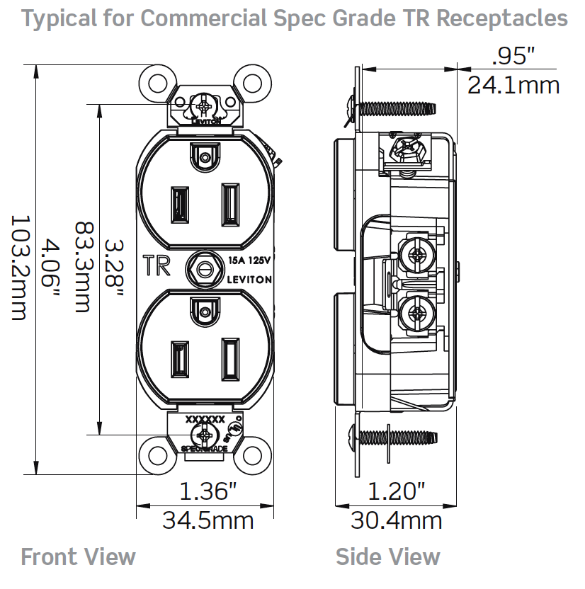 TamperResistant Duplex Receptacle, 20 Amp, 125 Volt ULE Group