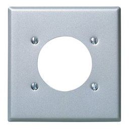 Leviton S701-GY 2-Gang Flush Mount 2.465 Inch Opening Standard Size Aluminum Finish Power Receptacle Wallplate
