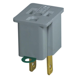 Leviton 274 125 Volt 15 Amp 2-Pole 3-Wire NEMA 5-15R Gray Vinyl Polarized Angled Straight Blade Plug-In Adapter