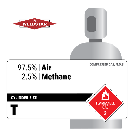 97.5% Air, 2.5% Methane, T, High Pressure Steel (HPS), CGA 350