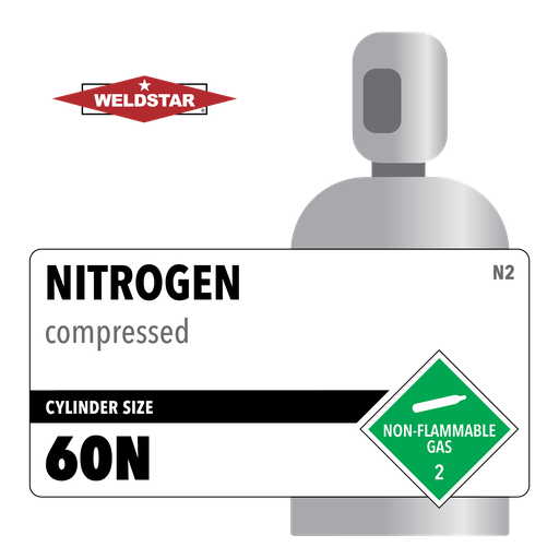 Nitrogen, 60N, 2.0, Food Grade, 99.0%, 5535 ft, High Pressure Steel (HPS), CGA 580