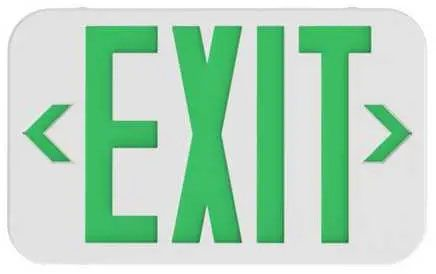 Product image for Current CEG White Thermoplastic Exit Sign, Universal Face, Green LED Letters, NiCad Battery