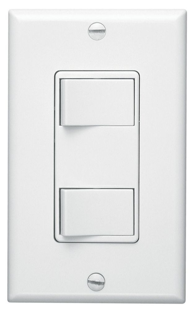 Product image for Broan 68W 15-20 Amp 120 VAC 1-Gang White 2-Function Control Switch