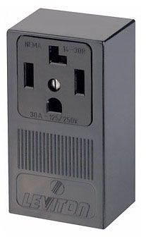 Product image for Leviton 55054 125/250 Volt 30 Amp 3-Pole 4-Wire NEMA 14-30R 2 Hp Black Thermoplastic Surface Mount Straight Blade Receptacle
