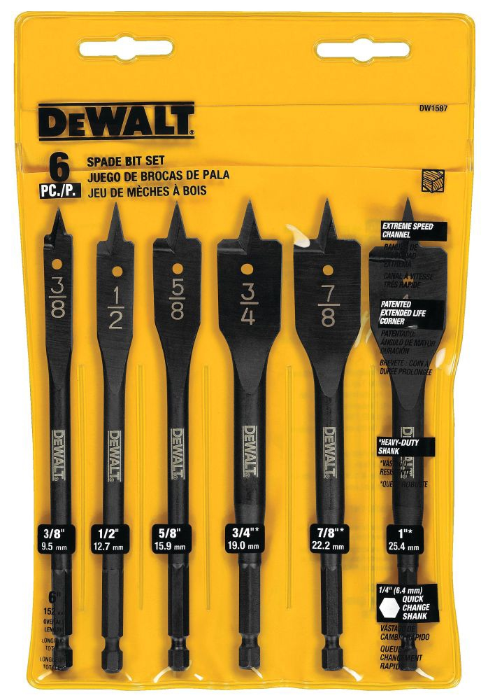 Product image for DeWalt DW1587 6-Piece Heavy Duty Spade Bit Set