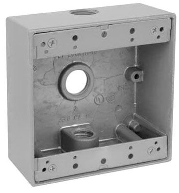 Product image for Red Dot 2IH3-1 2-Gang Weatherproof Metallic Device Box, (3) 1/2" Hubs, 2" Deep