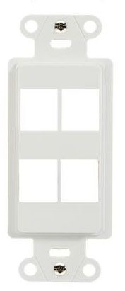 Product image for On-Q WP3414-WH 1.65 x 0.28 x 4.19 Inch 4-Port White Plastic Wall Box Mounting Non-Flexible Outlet Strap