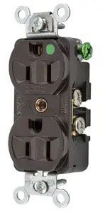 Product image for Hubbell HBL8200HDUP Receptacle, COM/HG, 15A 125V, 5-15R, BR