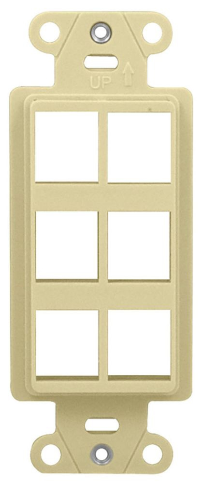 Product image for On-Q WP3414-LA 1.65 x 0.28 x 4.19 Inch 4-Port Light Almond Plastic Wall Box Mounting Non-Flexible Outlet Strap