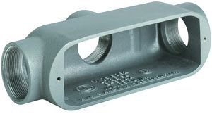 Product image for Hubbell Electrical Systems OTB-2CG 3/4 Inch Copper Free Aluminum Type TB Conduit Body with Cover and Gasket