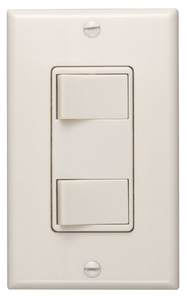 Product image for Broan 68V 15-20 Amp 120 VAC 1-Gang Ivory 2-Function Control Switch