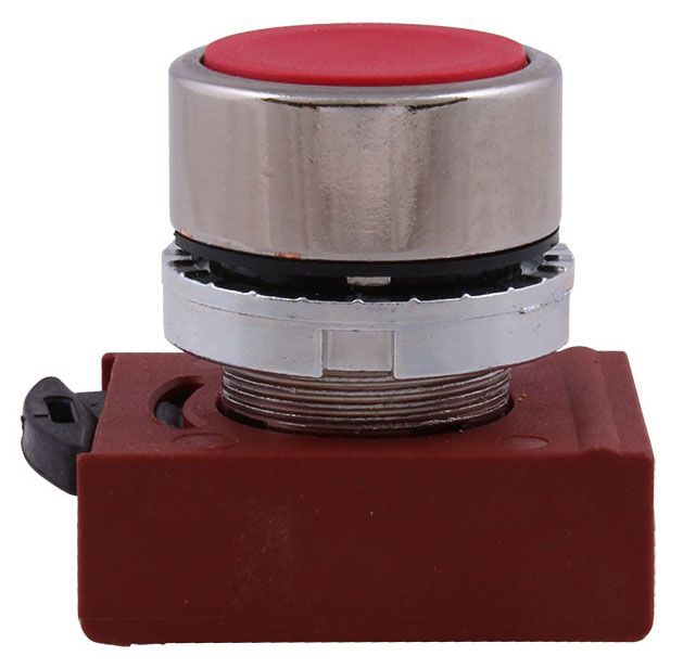 Product image for GE Industrial Solutions P9CPNRG Red Polished Chrome Flush Standard Push Button