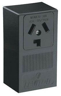 Product image for Leviton 5054 125/250 Volt 30 Amp 3-Pole 3-Wire NEMA 10-30R 2 Hp Black Thermoplastic Surface Mount Straight Blade Receptacle