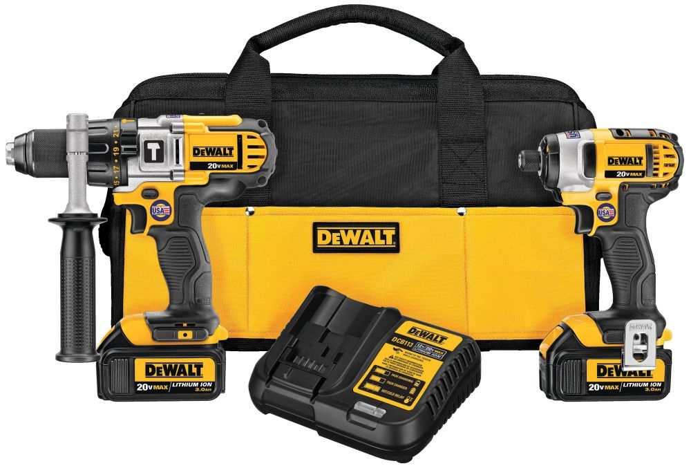 Product image for DeWalt DCK290L2 20 Volt 3.0 Ah Lithium-Ion Max Hammer Drill and Impact Combo Kit