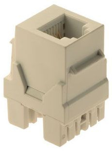 Product image for On-Q WP3425-LA RJ25 6-Position 6-Wire Light Almond Plastic Snap-In Keystone Connector