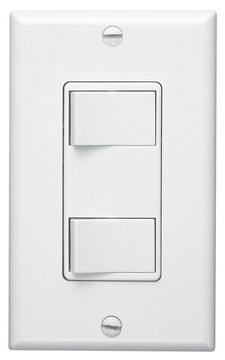Product image for Broan 68W 15-20 Amp 120 VAC 1-Gang White 2-Function Control Switch