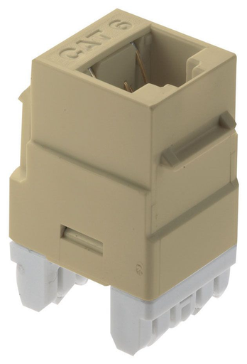 Product image for On-Q WP3460-LA 1-Port RJ45 Category 6 Light Almond Plastic Snap-In Keystone Connector