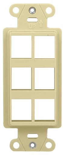 Product image for On-Q WP3414-LA 1.65 x 0.28 x 4.19 Inch 4-Port Light Almond Plastic Wall Box Mounting Non-Flexible Outlet Strap