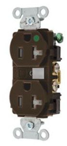 Product image for Hubbell 8300TRA Straight Blade Device, Tamper Resistant Duplex Receptacle, Hospital Grade, Hubbell-Pro, 20A 125V, 2-Pole 3- WireGrounding, 5-20R, Brown