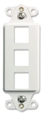 Product image for On-Q WP3413-WH 1.65 x 0.28 x 4.19 Inch 3-Port White Plastic Wall Box Mounting Non-Flexible Outlet Strap