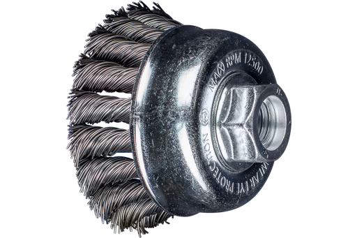 PFERD Knot Wire Cup Brush PSF 2-3/4" Dia. .020 Carbon Steel 5/8-11" Thread