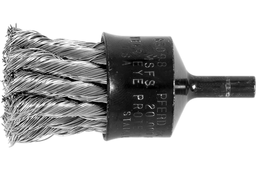 PFERD Knot Wire End Brush 1" Dia. Flared Cup .014 Stainless Steel 1/4" Shank Retail