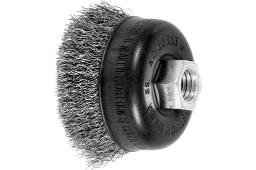 PFERD Crimped Wire Cup Brush PSF 2-3/4" Dia .014 Stainless Steel 5/8-11" Thread Retail