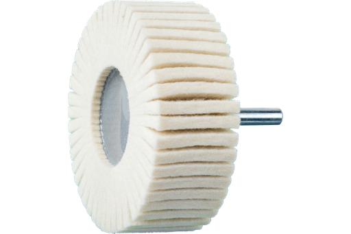 PFERD Mounted Felt Flap Wheel, 3" x 1, Soft Grade, 1/4" Shank