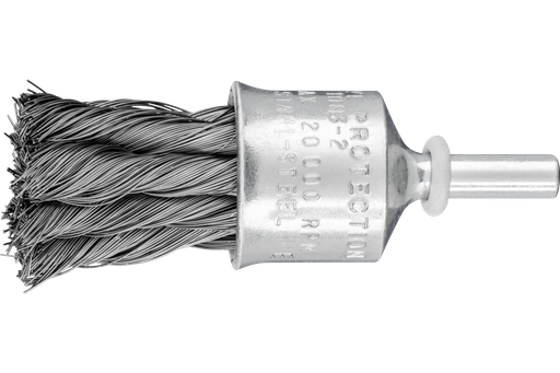 PFERD Knot Wire End Brush 3/4" Dia. Flared Cup .010 Carbon Steel 1/4" Shank