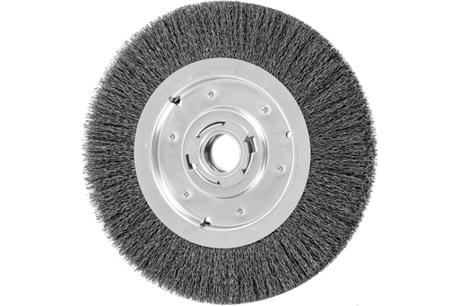 PFERD Crimped Wire Wheel Brush 10" Dia Medium Face .014 Carbon Steel 2" Keyed Arbor