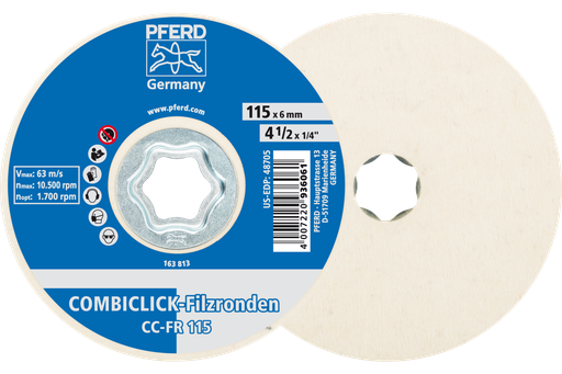 PFERD COMBICLICK® Felt Disc, 4-1/2" Diameter