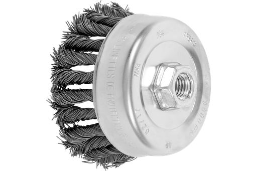 PFERD COMBITWIST® Knot Wire Cup Brush 4" Dia. .023 Carbon Steel 5/8-11" Thread