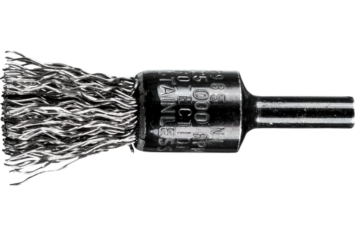 PFERD Crimped Wire End Brush 1/2" Dia. .020 Stainless Steel 1/4" Shank
