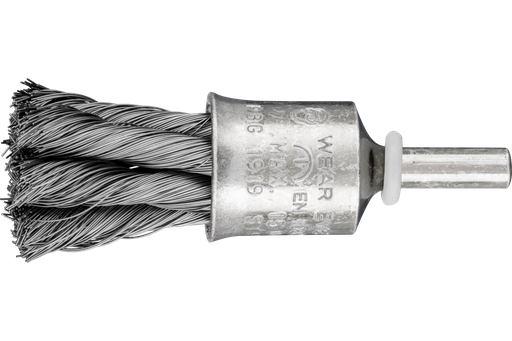 PFERD Knot Wire End Brush 1/2" Dia. Flared Cup .010 Carbon Steel 1/4" Shank