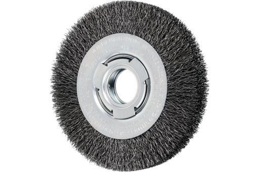 PFERD Crimped Wire Wheel Brush 6" Dia Medium Face .014 Carbon Steel 2" Arbor
