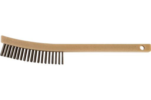 PFERD Curved Handle Scratch Brush 3x19 Rows Stainless Steel Wire Plastic Block