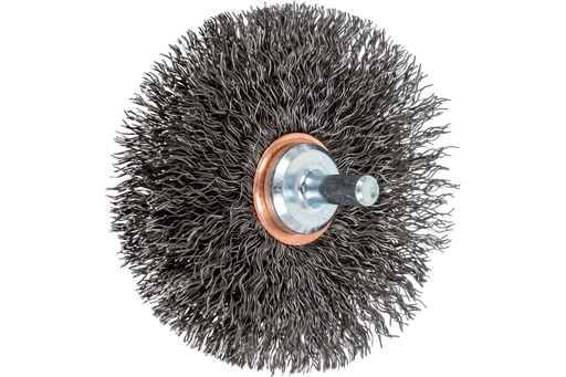 PFERD Crimped Mounted Wire Wheel Brush 3" Dia. .012 Carbon Steel 1/4" Shank