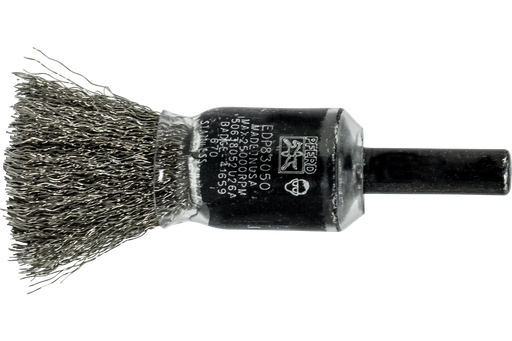 PFERD Crimped Wire Coated Cup End Brush 1/2" Dia. .006 Stainless Steel 1/4" Shank