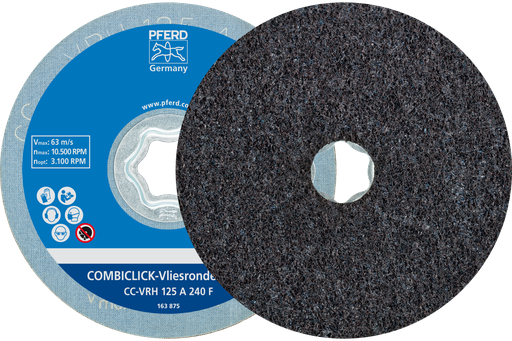 PFERD COMBICLICK® Surface Conditioning Disc Hard, 5", 240 Grit Fine, Aluminum Oxide