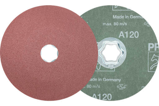 PFERD COMBICLICK® Fiber Disc, 5" Dia, 120 Grit, Aluminum oxide