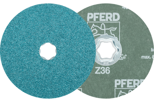 PFERD COMBICLICK® Fiber Disc, 5" Dia, 36 Grit, Zirconia alumina