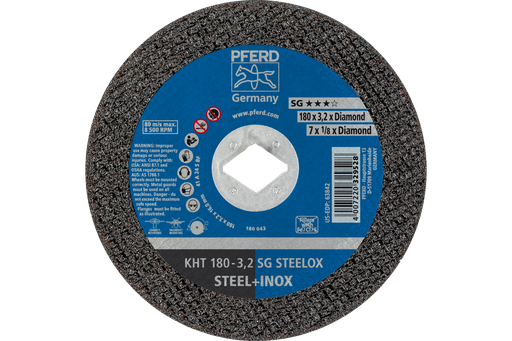 PFERD Cut-Off Wheel, 7" x 1/8, Diamond Bore 5/8"-1/2, SG STEELOX, T1, Aluminum oxide