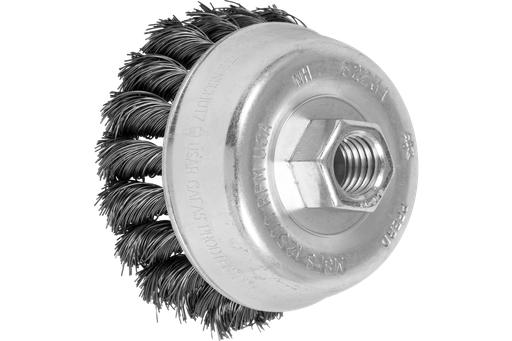 PFERD Knot Wire Cup Brush 3-1/2" Dia. .014 Carbon Steel 5/8-11" Thread